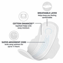 Load image into Gallery viewer, Amazon Basics Ultra Thin Pads with Flexi-Wings for Periods, Overnight Absorbency, Unscented, Size 4, 112 Count, 4 Packs of 28 (Previously Solimo)
