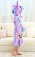 Load image into Gallery viewer, Doctor Unicorn Soft Unicorn Hooded Bathrobe Sleepwear Matching Doll &amp; Girls (Bright Purple, 4-5T)
