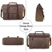 Load image into Gallery viewer, Mens Messenger Bag 15.6 Inch Waterproof Vintage Waxed Canvas Satchel Briefcase Shoulder Bag Retro Distressed Business Computer Laptop Leather Messenger Bag Brown
