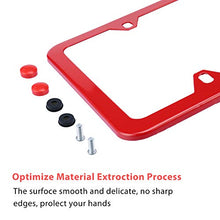 Load image into Gallery viewer, LivTee 4 Holes Stainless Steel License Plate Frames, 2 PCS Car Licence Plate Covers Slim Design with Bolts Washer Caps for US Vehicles, Red
