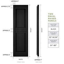 Load image into Gallery viewer, Ekena Millwork LP2S12X03500BL Lifetime Vinyl Standard Shutter (Per Pair), 12"W x 35"H, Black
