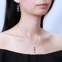 Load image into Gallery viewer, Aurora Tears Mystic Topaz Rainbow Necklace Women 925 Sterling Silver Three Stone Crystal Pendant Girls Gift Wedding/Anniversary Present DP0178M

