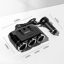 Load image into Gallery viewer, YANTU Cigarette Lighter Adapter 3 Socket Cigarette Lighter Splitter with LED Voltage Display Dual USB Car Charger On/Off Switches 12V Car Splitter Adapter Dashcam
