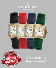 Load image into Gallery viewer, Peugeot Women Two-Tone Tank Shape Dress Watch with Designer Leather Wrist Band, Red

