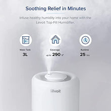 Load image into Gallery viewer, LEVOIT Humidifiers for Bedroom, Cool Mist Top Fill for Baby Nursery Kids and Plants with Essential Oils, Ultrasonic, Super Quiet, Easy Clean, BPA Free, 3L, White
