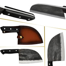 Load image into Gallery viewer, Authentic XYJ Full Tang 6.7 Inch Forging Serbian Chef Knife Kitchen Knife With Leather Sleeves
