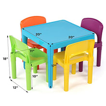 Load image into Gallery viewer, Humble Crew, Blue Table &amp; Red/Green/Yellow/Purple Kids Lightweight Plastic Table and 4 Chairs Set, Square
