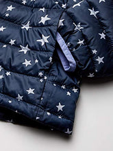 Load image into Gallery viewer, Amazon Essentials Girl's Lightweight Water-Resistant Packable Puffer Jacket, Navy Star, Medium
