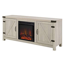 Load image into Gallery viewer, Walker Edison Georgetown Modern Farmhouse Double Barn Door Fireplace TV Stand for TVs up to 65 Inches, 58 Inch, Stone Grey
