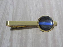 Load image into Gallery viewer, Thin Blue Line Tie Clip, Police Lives Matter Tie Clip, Law Enforcement Tie Clip, Gift for Him, Mens Fashion
