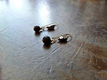Load image into Gallery viewer, Pyrite and Lava Stone Essential Oil Diffuser Long Hook Earrings Gold
