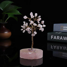 Load image into Gallery viewer, JIC Gem Natural Rose Quartz Healing Crystal Gemstone Tree Wire Wrapped On Rose Quartz Base Home Office Decor Tree Figurine
