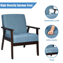 Load image into Gallery viewer, Giantex Set of 2 Mid-Century Modern Accent Chair, Retro Fabric Armchair w/Tufted Back, Solid Hardwood Made, Upholstered Linen Lounge Arm Chair for Living Room (Blue)
