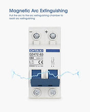 Load image into Gallery viewer, DC Miniature Circuit Breaker, 2 Pole 1000V 63 Amp Isolator for Solar PV System, Thermal Magnetic Trip, DIN Rail Mount, Chtaixi DC Disconnect Switch C63
