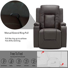 Load image into Gallery viewer, ComHoma Recliner Chair Massage Rocker with Heated Modern PU Leather Ergonomic Lounge 360 Degree Swivel Single Sofa Seat with Drink Holders Living Room Chair Brown
