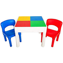 Load image into Gallery viewer, PlayBuild Kids 4 in 1 Play &amp; Build Table Set for Indoor Activity, Outdoor Water Play, Toy Storage &amp; Building Block Fun Includes 2 Toddler Chairs
