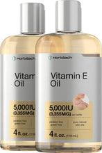 Load image into Gallery viewer, Natural Vitamin E Oil | 5000 IU | 8 oz (2 x 4oz) Value Pack | For Skin, Hair &amp; Face | Vegetarian, Non-GMO, and Gluten Free Formula | By Horbaach
