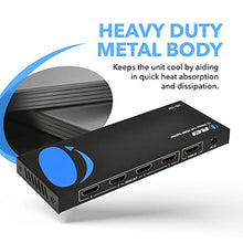 Load image into Gallery viewer, 4K 1x4 HDMI Splitter by OREI - 1 Port to 4 HDMI Display Duplicate/Mirror - Powered Splitter Ver 1.4 Certified for Full HD 1080P High Resolution &amp; 3D Support (One Input To Four Outputs) - HD-104 Black
