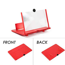 Load image into Gallery viewer, 12" Screen Magnifier for Cell Phone, HD Mobile Phone Magnifier 3D Projector Screen for Movie Video Gaming, Foldable Phone Stand Accessories with Screen Amplifier, Fits All Smartphones (Red)
