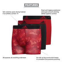 Load image into Gallery viewer, adidas Kids-Boy's Performance Boxer Briefs Underwear (3-Pack), Scarlet Continent Camo/Black/Scarlet, Medium
