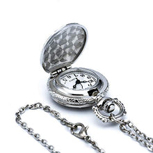 Load image into Gallery viewer, BOSHIYA Retro Design Sliver Butterfly Flower Openwork Cover Pocket Quartz Watch with Roman Character Pendant Necklace (2. Silver Butterfly)
