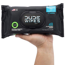 Load image into Gallery viewer, DUDE Wipes Flushable Wipes Dispenser, Unscented Wet Wipes with Vitamin-E &amp; Aloe for at-Home Use, Septic and Sewer Safe, 48 Count (144ct, Pack of 3)
