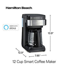 Load image into Gallery viewer, Hamilton Beach Works with Alexa Smart Coffee Maker, Programmable, 12 Cup Capacity, Black and Stainless Steel (49350) – A Certified for Humans Device
