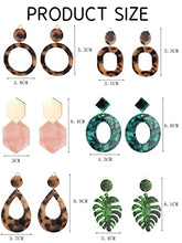 Load image into Gallery viewer, HANPABUM 6Pairs Clip On Dangle Earrings for Women Lightweight Statement Non Pierced Bohemian Rattan Acrylic Earrings
