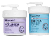 Load image into Gallery viewer, NatureWell Collagen + Retinol Bundle, Collagen Intense Moisturizer (10 Oz) + Retinol Advanced Moisturizer (16 Oz), Non-Greasy, Ultimate Hydration, For Face &amp; Body
