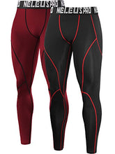 Load image into Gallery viewer, Neleus Men's 2 Pack Compression Pants Workout Running Tights Leggings,6013,Black (Red Stripe),Red,US 2XL,EU 3XL
