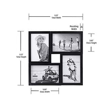 Load image into Gallery viewer, Malden 4x6 4-Opening Matted Collage Picture Frame, Displays Four, Black
