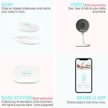 Load image into Gallery viewer, Sense-U Baby Breathing Monitor - Tracks Baby's Breathing Movement, Temperature, Rollover and Sleeping Position for Baby Safety with Audio Alarm on Smartphones, Pink

