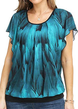 Load image into Gallery viewer, WUDODO Women's Flared Flouncing Tunic Printed Pleated Short Sleeve Mesh Ruffled Blouse Top

