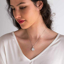 Load image into Gallery viewer, 925 Sterling Silver Natural Moonstone Necklace - 14mm White Iridescent Round Gemstone Pendant, June Gemini Birthstone Birthday Present - Unique Handmade Artisan Jewelry, Vintage Style Gift for Women
