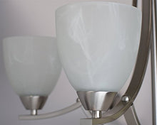 Load image into Gallery viewer, Kira Home Weston 24" Contemporary 5-Light Large Chandelier + Alabaster Glass Shades, Adjustable Chain, Brushed Nickel Finish
