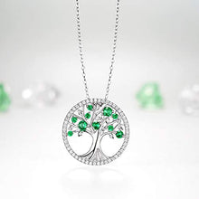 Load image into Gallery viewer, Green Emerald Jewelry May Birthstone for Women Teen Girls Birthday Gifts for Mom Wife Tree of Life Necklace Anniversary Gifts for Her Sterling Silver
