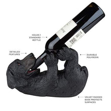 Load image into Gallery viewer, True Lucky Lab Tabletop Wine Bottle Holder Countertop Centerpiece Labrador Kitchen Decor for Dog Lovers Barware Accessory Black
