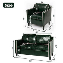 Load image into Gallery viewer, Mid Century Modern 3 Piece Sectional Sofa Set Couches for Living Room Faux Leather Armrest Office Couch Set Loveseat for Small Spaces, Home Furniture Green (Loveseat + 2 Single (3pcs), Green &amp; White)
