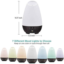 Load image into Gallery viewer, HealthSmart Essential Oil Diffuser, Cool Mist Humidifier and Aromatherapy Diffuser with 500ML Tank Ideal for Large Rooms, Adjustable Timer, Mist Mode and 7 LED Light Colors, White

