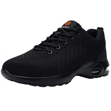 Load image into Gallery viewer, FENLERN Steel Toe Shoes Women Lightweight Air Cushion Safety Sneakers Comfortable Slip Resistant Work Sneakers Safety Toe Tennis Shoes Indestructible Shoe(10.5 Wide, Black)
