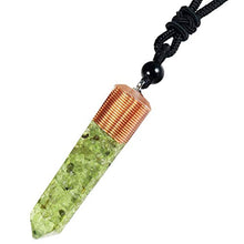 Load image into Gallery viewer, SUNYIK Natural Orgone Healing Crystal Points Stone Pendant Necklace for Men and Women, Hexagonal Faceted Crystal Stone Necklace for Unisex Adjustable 18''-24'',Peridot

