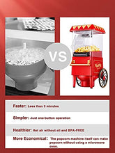 Load image into Gallery viewer, Ke- Popcorn Maker, 1200W Hot Air Popcorn Machine, Household Retro Popcorn Popper with Measuring Cup and ETL Certification, No Oil Needed BPA Free, for Party, Christmas, and Movie Nights, Red
