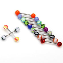 Load image into Gallery viewer, Tongue Rings, CrazyPiercing 110pcs 14G Surgical Steel Nipple Straight Barbells with Assorted Colors Acrylic Ball, Wearable Bar Length 5/8" Tongue Body Piercing Jewelry
