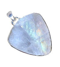 Load image into Gallery viewer, Natural Rainbow Moonstone 925 Solid Sterling Silver Cluster Unisex Pendant 30mm Long
