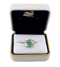 Load image into Gallery viewer, Marquise Synthetic Emerald May Birthstone Wrap Ring, Sterling Silver, 12k Green and Rose Black Hills Gold Size 5.5
