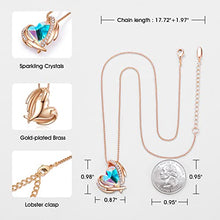 Load image into Gallery viewer, CDE Love Heart Pendant Necklaces for Women Silver Tone Rose Gold Tone Crystals Birthstone Jewelry Gifts for Women Birthday/Anniversary Day/Party (C-Oct.-Rose Gold Aurore Boreale)
