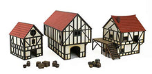 Load image into Gallery viewer, War World Gaming Medieval Town Cottage, Townhouse &amp; Barn Set (Painted / unpainted) &amp; Resin Accessories – 28mm/Heroic Fantasy Wargaming Terrain
