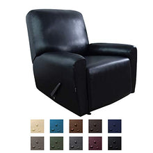 Load image into Gallery viewer, Easy-Going PU Leather Recliner slipcovers, Stretch Sofa Covers, 4 Pieces Stretch Furniture Protector, Elastic Strap Shield Pets Kids Children Cats Dogs(Recliner, Black)
