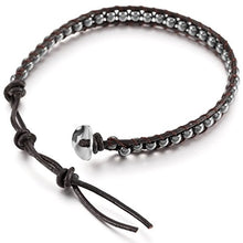 Load image into Gallery viewer, MOWOM Alloy Genuine Leather Bracelet Bangle Cuff Rope for Women Boys Kids Gemstone Beads Braided 1 Wraps &amp; 2 Wraps Stone Adjustable Handmade Jewelry Gift
