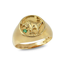 Load image into Gallery viewer, 10K Yellow Gold Genuine Emerald May Birthstone Taurus Zodiac Ring (11)
